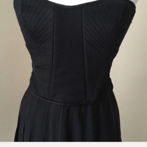 BCBG Black Strapless Corset Silk Chiffon Hi-Low Dress 4 - Picture 6 of 8